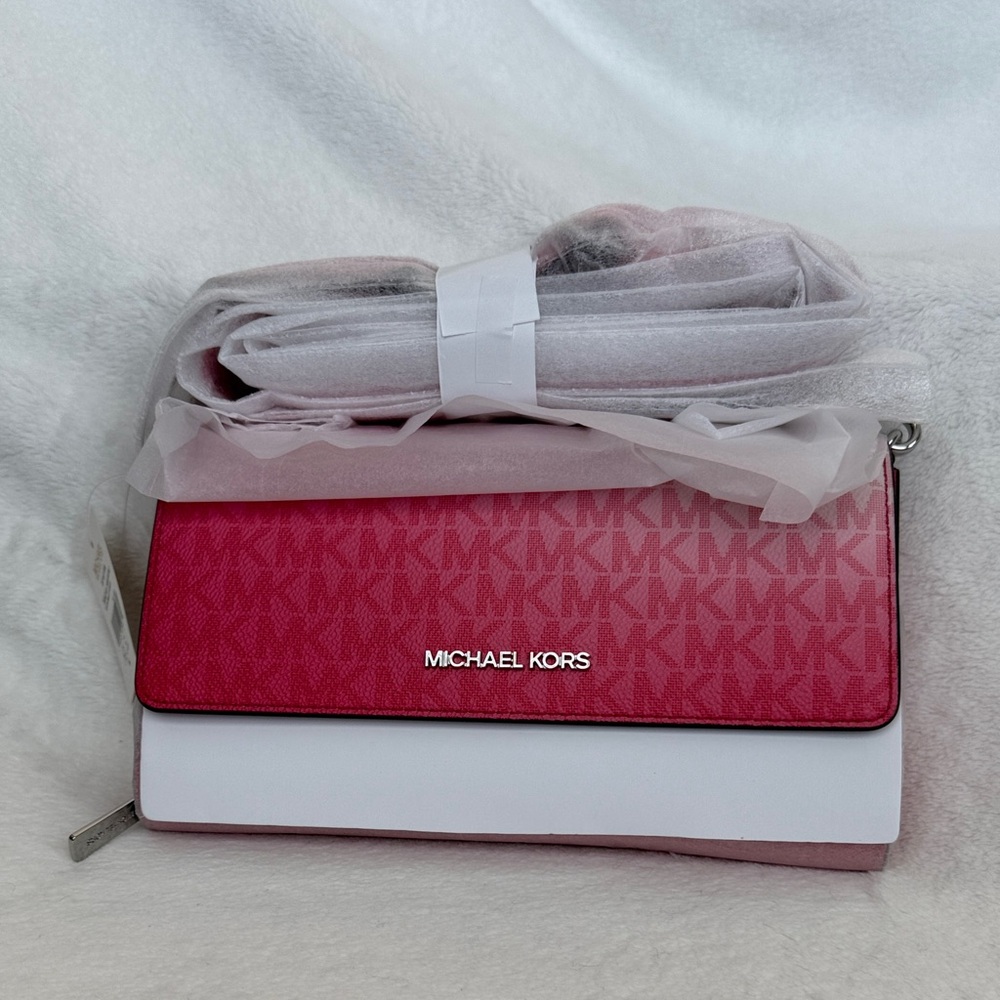 Michael Kors Pink and White Crossbody Bag
